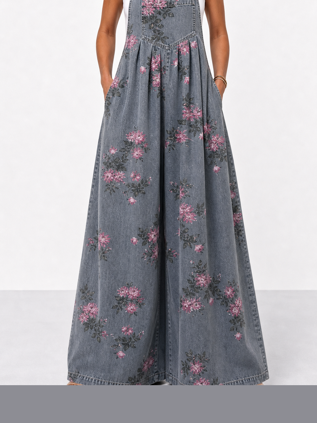 Elena | Peto vaquero floral de corte amplio