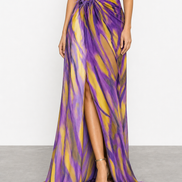 Mia | Vestido largo drapeado de estampado vibrante
