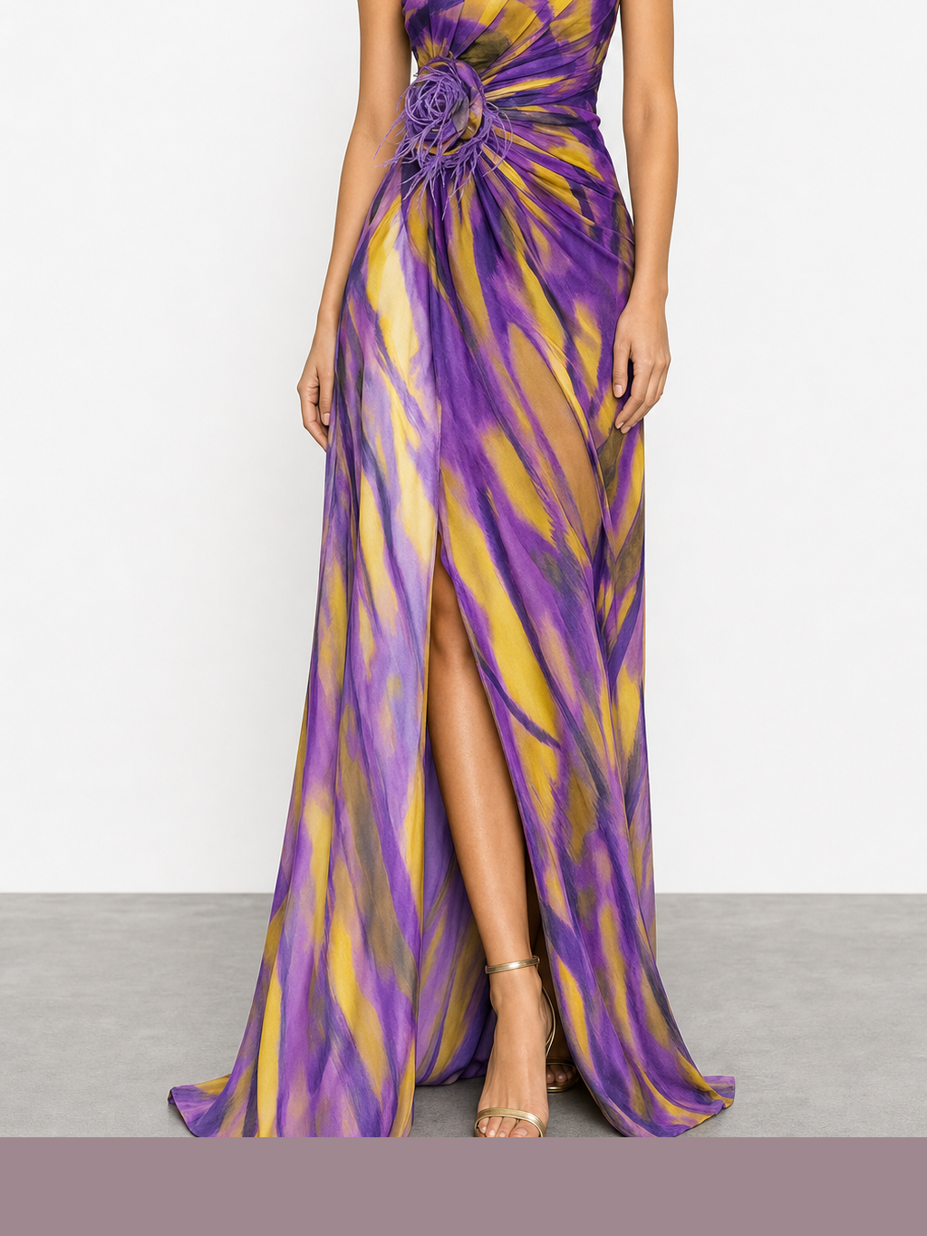 Mia | Vestido largo drapeado de estampado vibrante