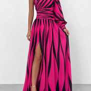 Azahara | Vestido largo de rayas con hombro descubierto