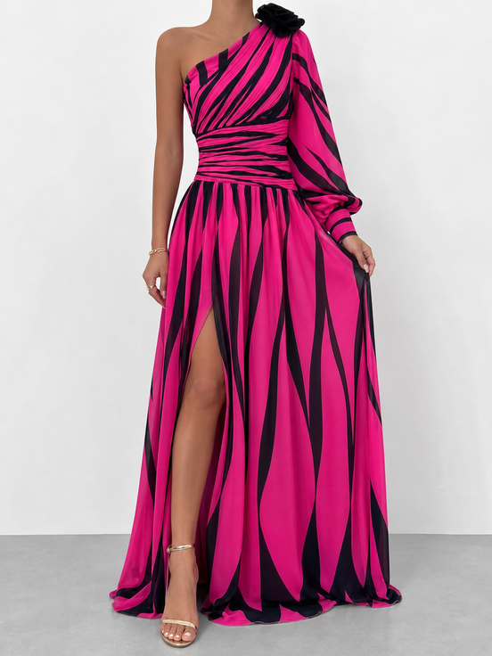 Azahara | Vestido largo de rayas con hombro descubierto