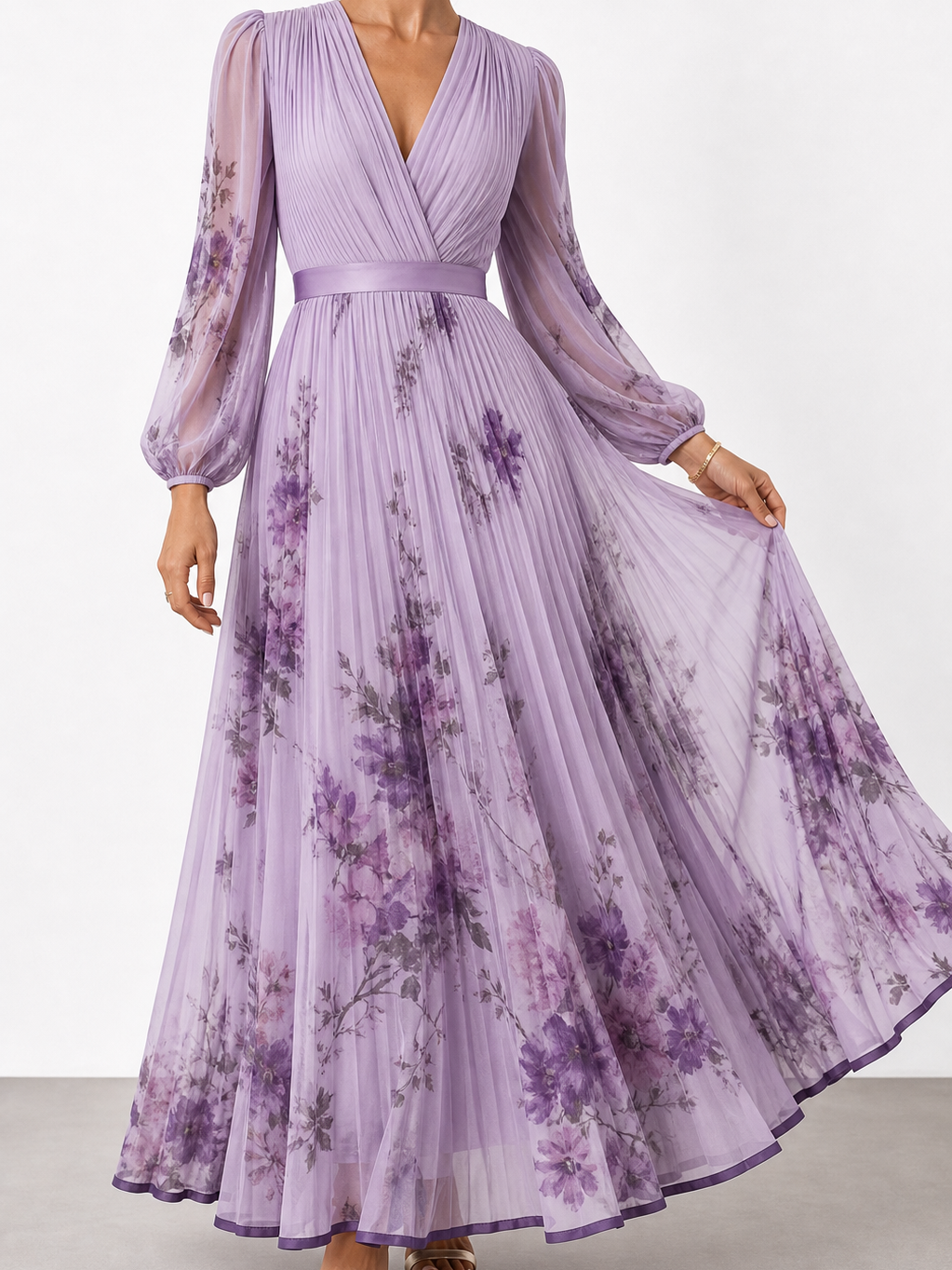Rocío | Elegante vestido largo plisado