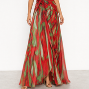 Mia | Vestido largo drapeado de estampado vibrante