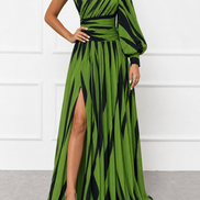 Azahara | Vestido largo de rayas con hombro descubierto