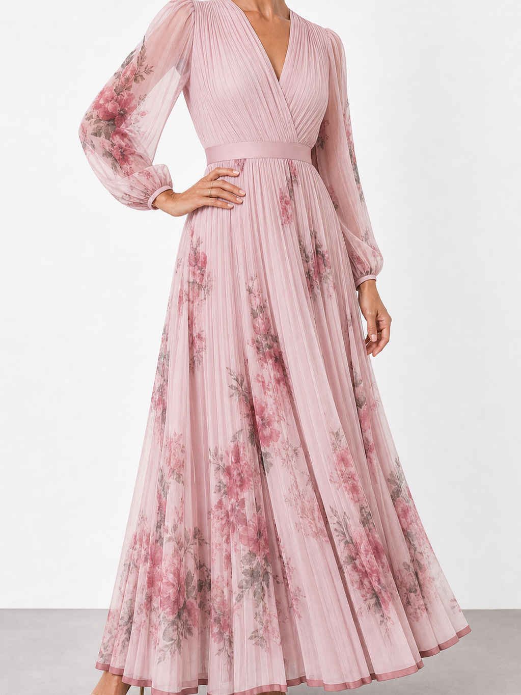 Rocío | Elegante vestido largo plisado