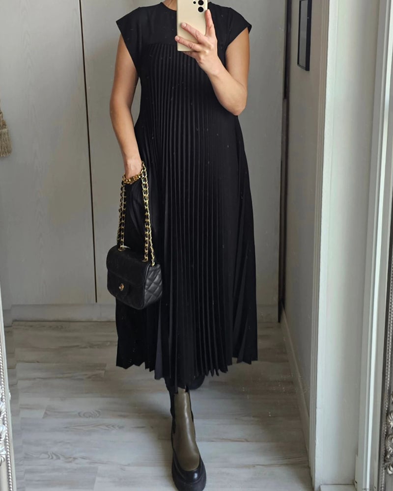 Inés | Vestido plisado sin mangas