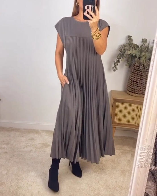Inés | Vestido plisado sin mangas