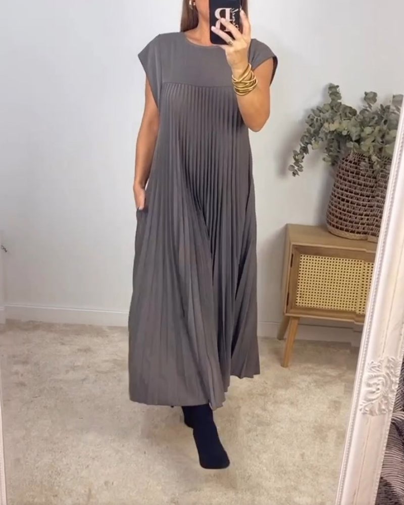 Inés | Vestido plisado sin mangas