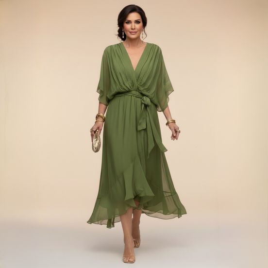 Diana | Vestido de chifón con escote en V
