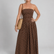 Sonia | Vestido midi sin tirantes con estampado de lunares