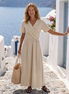 Álvara | Vestido midi cruzado con escote en V y manga corta