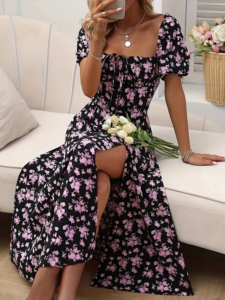 Cloe | Vestido midi floral de manga corta