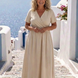 Álvara | Vestido midi cruzado con escote en V y manga corta