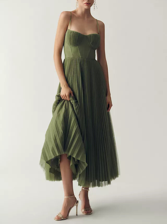 Carla | Vestido largo de tul drapeado