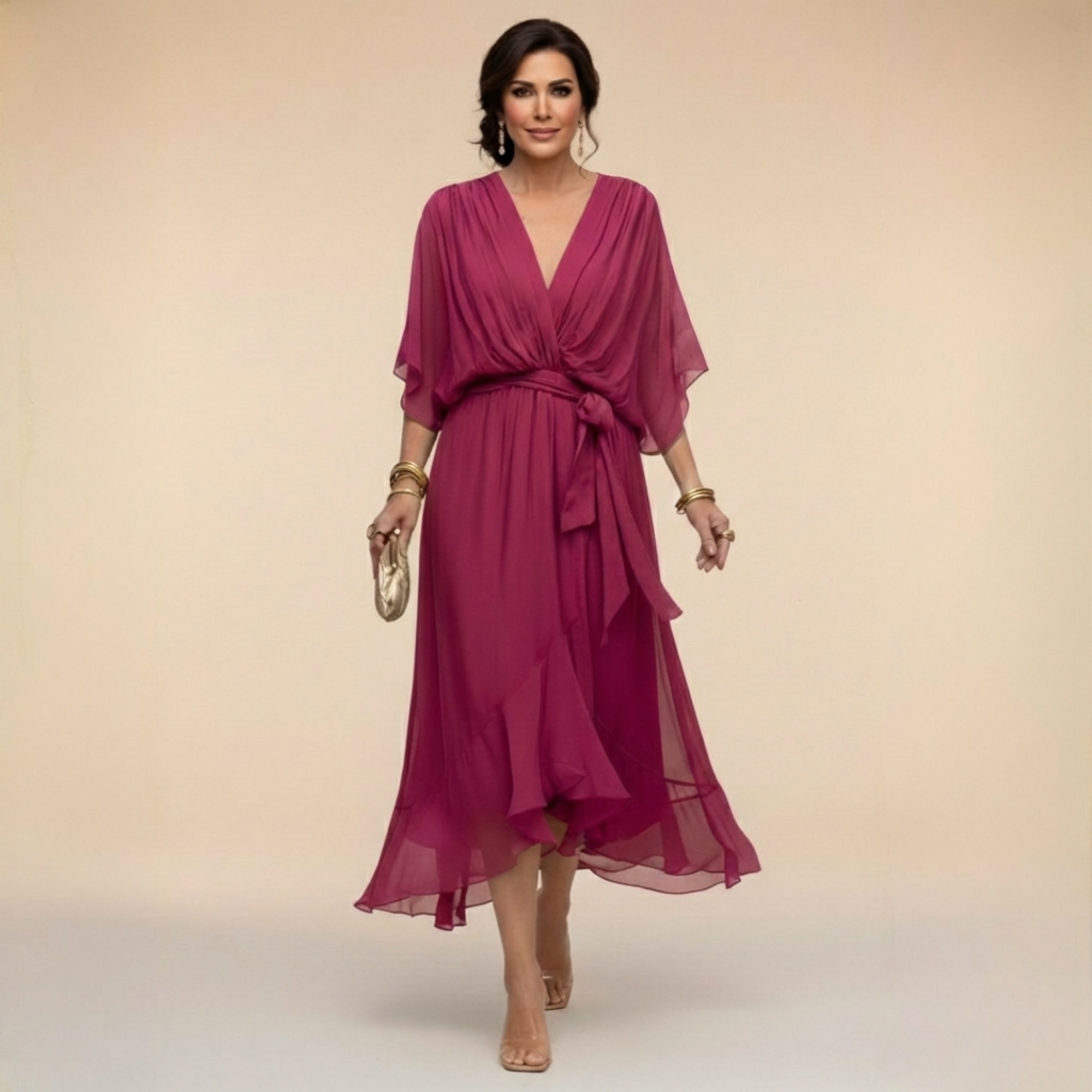 Diana | Vestido de chifón con escote en V