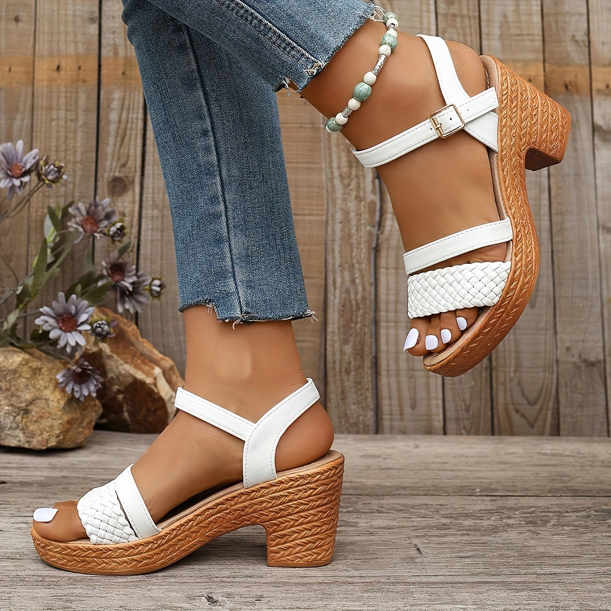 Eva | Sandalias trenzadas de tacón