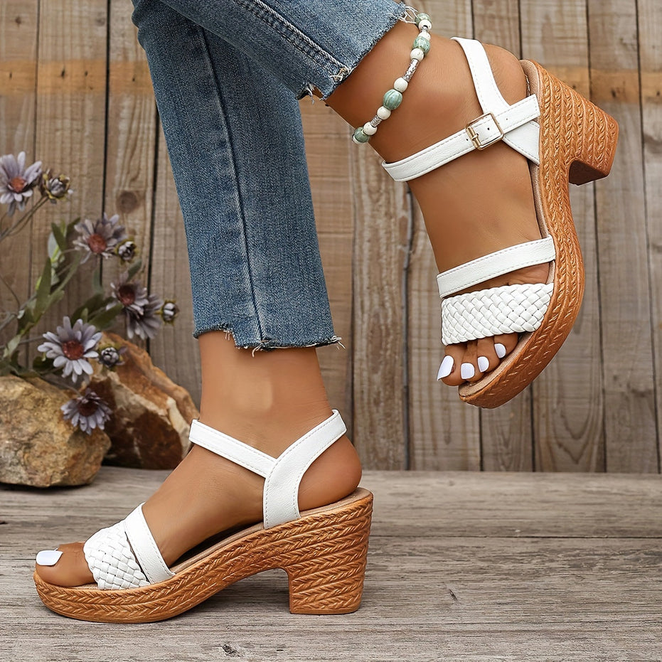 Eva | Sandalias trenzadas de tacón