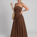 Sonia | Vestido midi sin tirantes con estampado de lunares