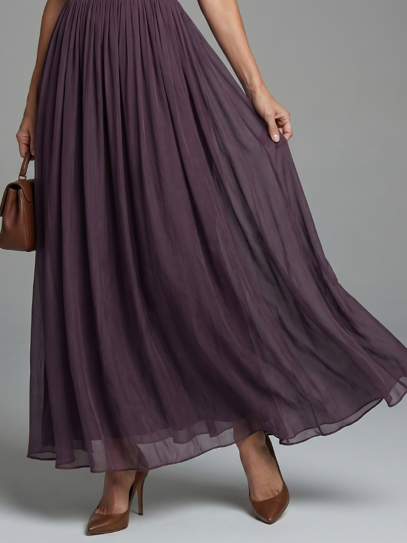 Elena | Vestido largo con cintura fruncida y escote lágrima