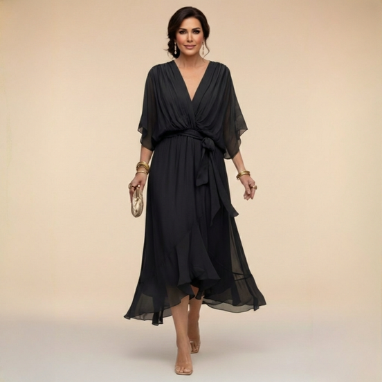 Diana | Vestido de chifón con escote en V