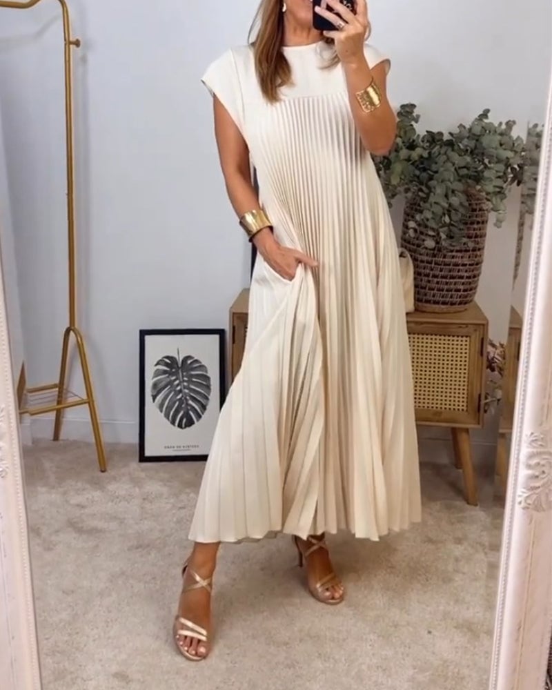 Inés | Vestido plisado sin mangas