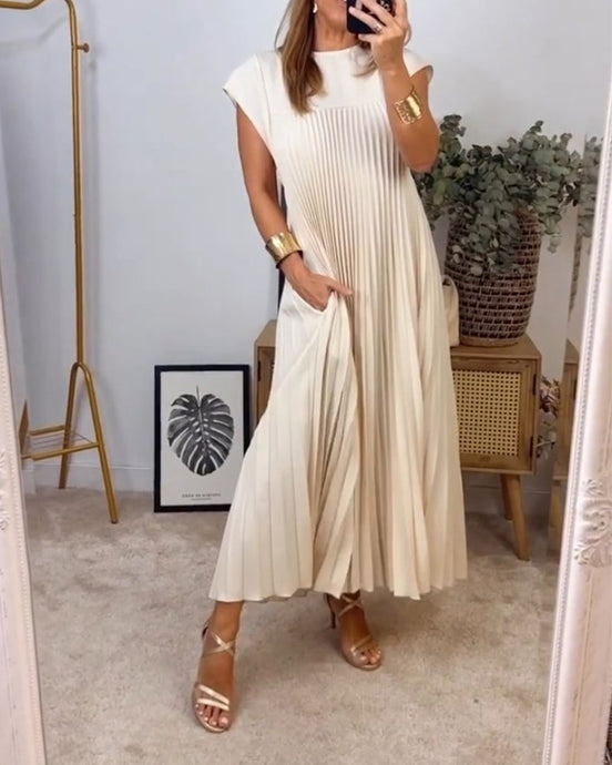 Inés | Vestido plisado sin mangas
