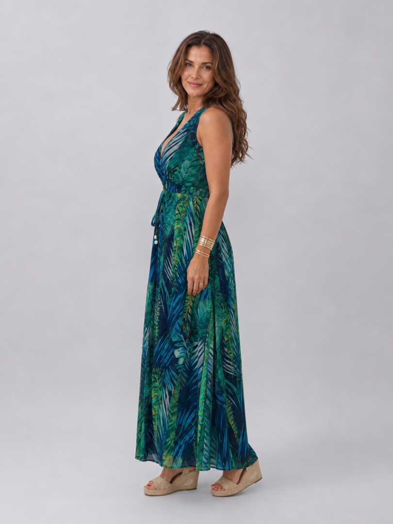 Zaida | Vestido midi sin mangas con cintura imperio