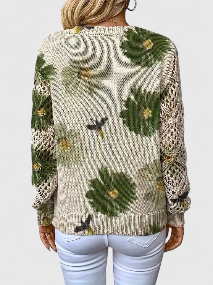 Aurora | Jersey de punto floral con escote en V