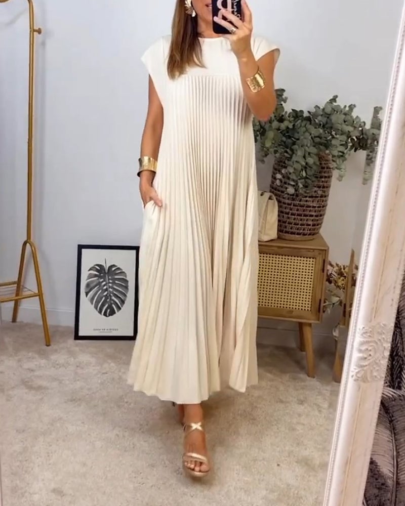 Inés | Vestido plisado sin mangas