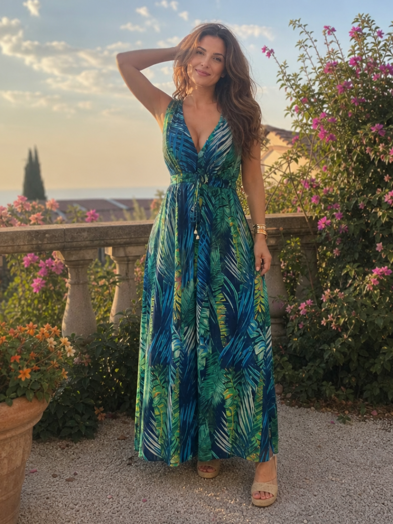 Zaida | Vestido midi sin mangas con cintura imperio