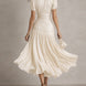 Adriana | Vestido midi de satén con rayas retro