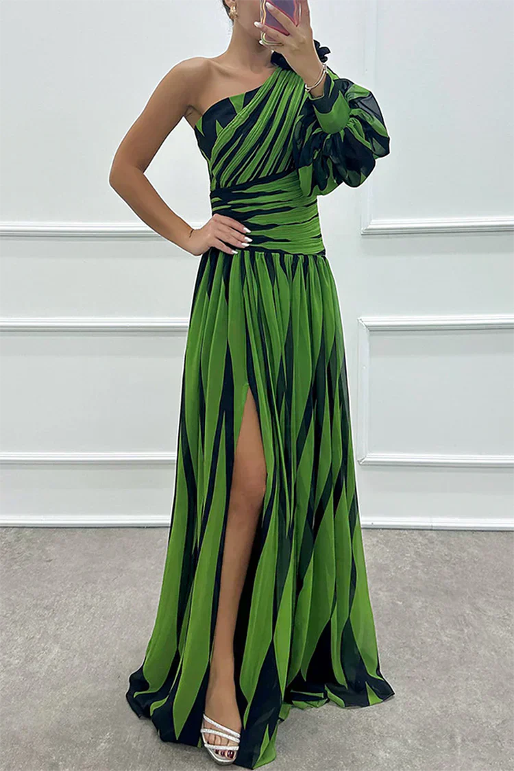 Azahara | Vestido largo de rayas con hombro descubierto