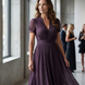 Elena | Vestido largo con cintura fruncida y escote lágrima