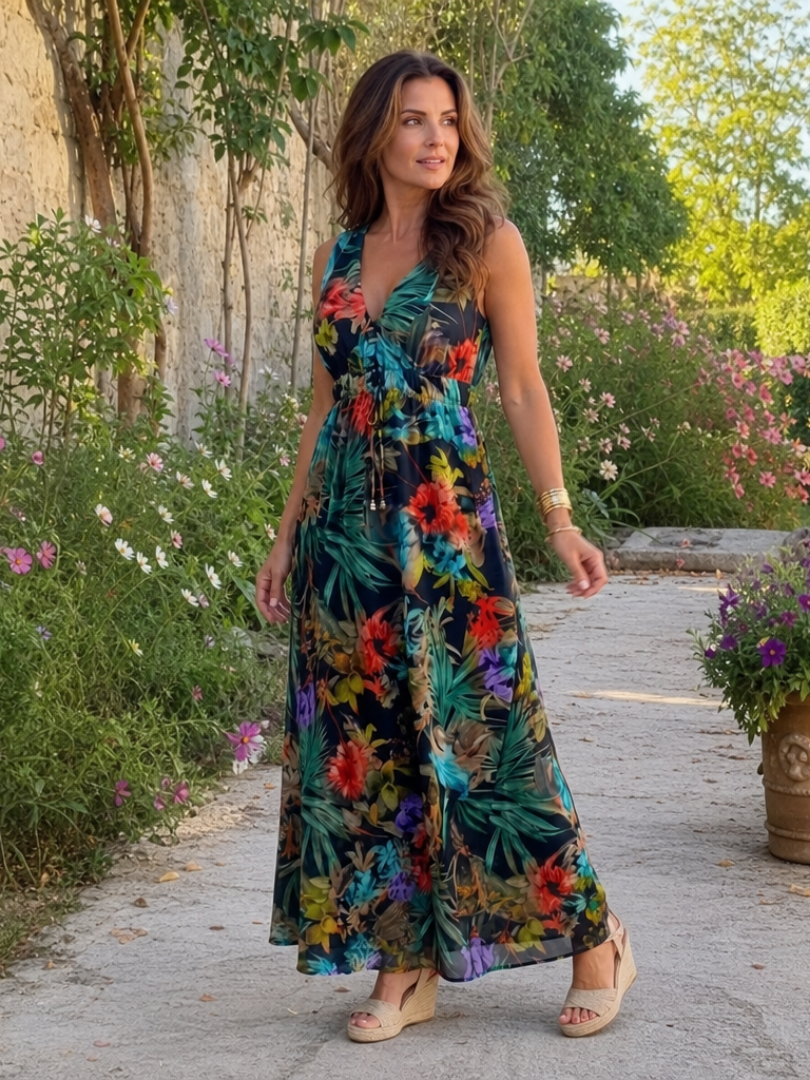 Zaida | Vestido midi sin mangas con cintura imperio