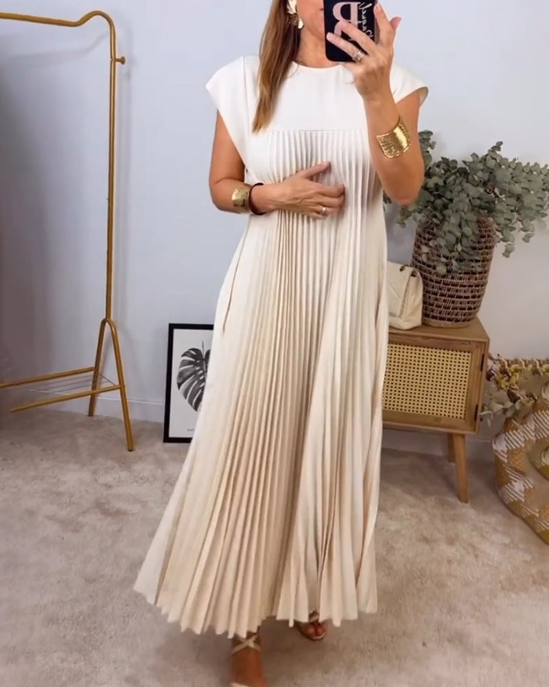 Inés | Vestido plisado sin mangas