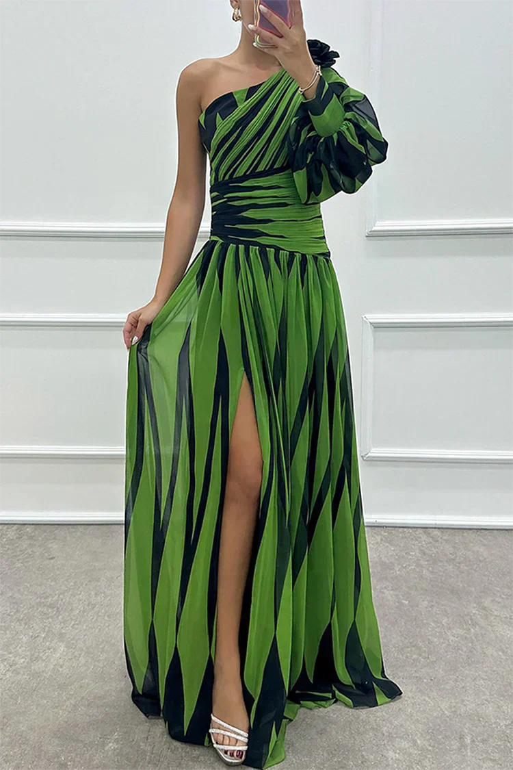 Azahara | Vestido largo de rayas con hombro descubierto