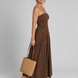 Sonia | Vestido midi sin tirantes con estampado de lunares