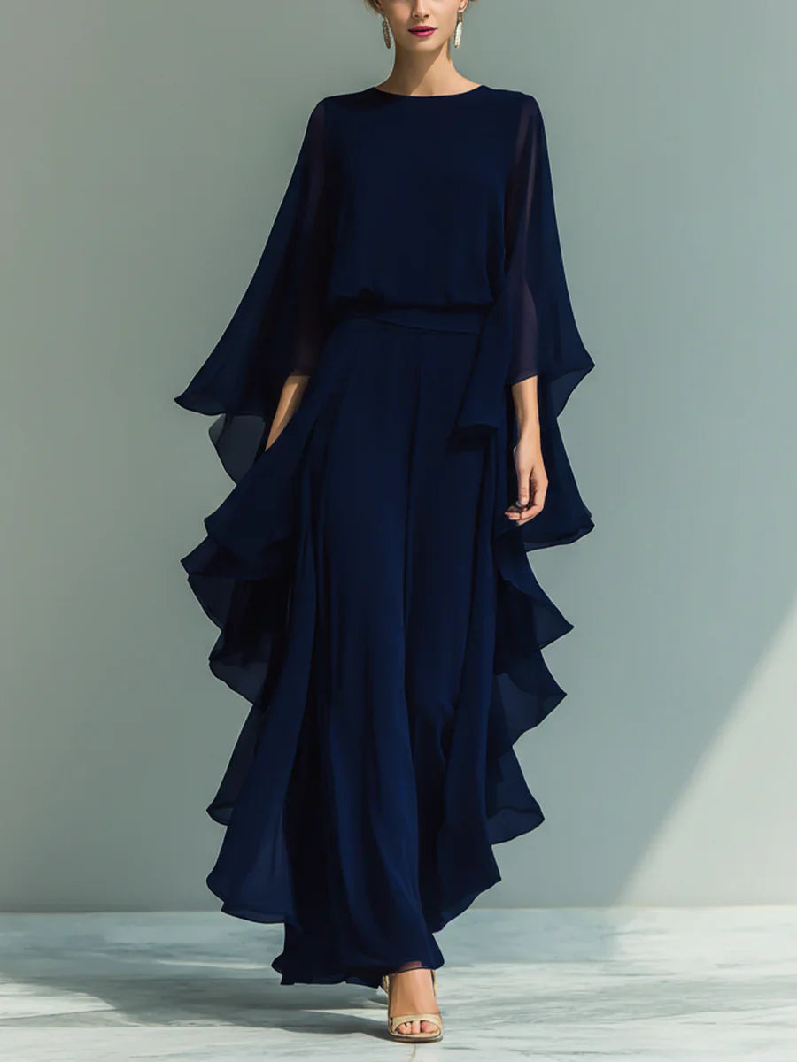 Aurora | Conjunto elegante de chifón con volantes
