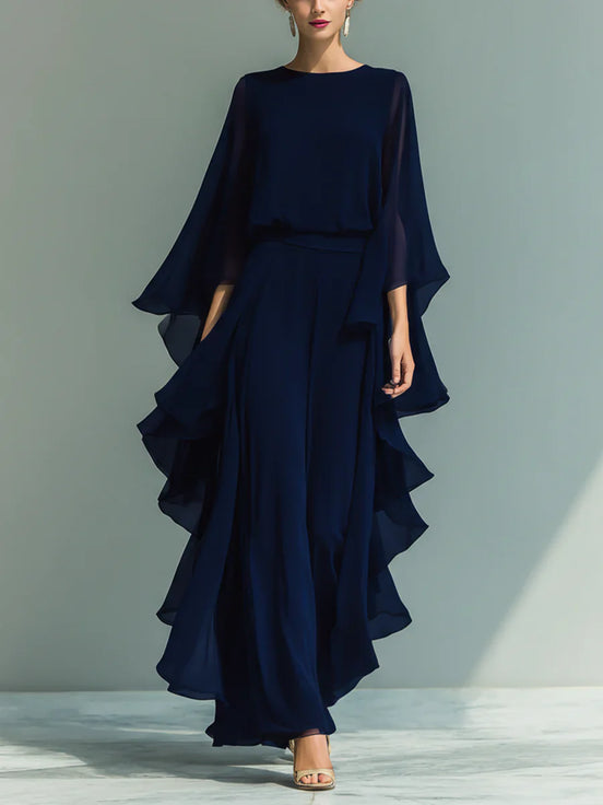 Aurora | Conjunto elegante de chifón con volantes