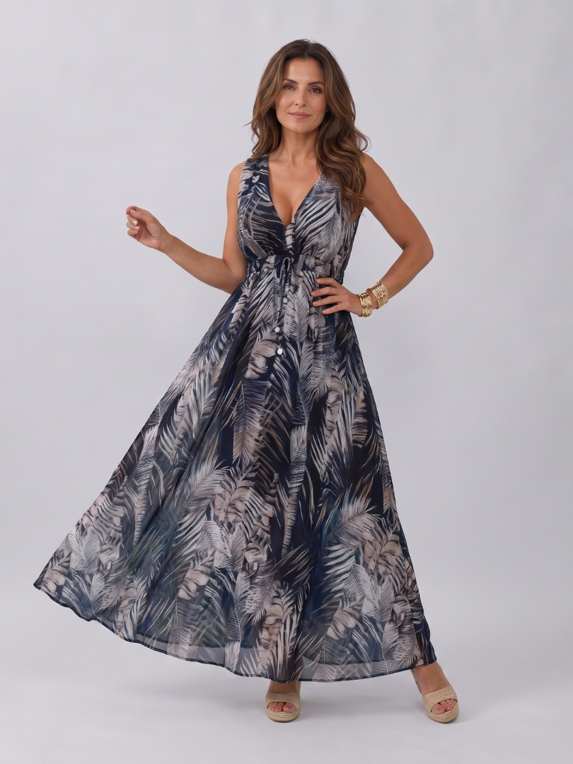 Zaida | Vestido midi sin mangas con cintura imperio