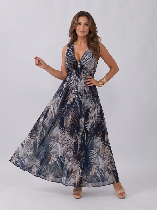 Zaida | Vestido midi sin mangas con cintura imperio