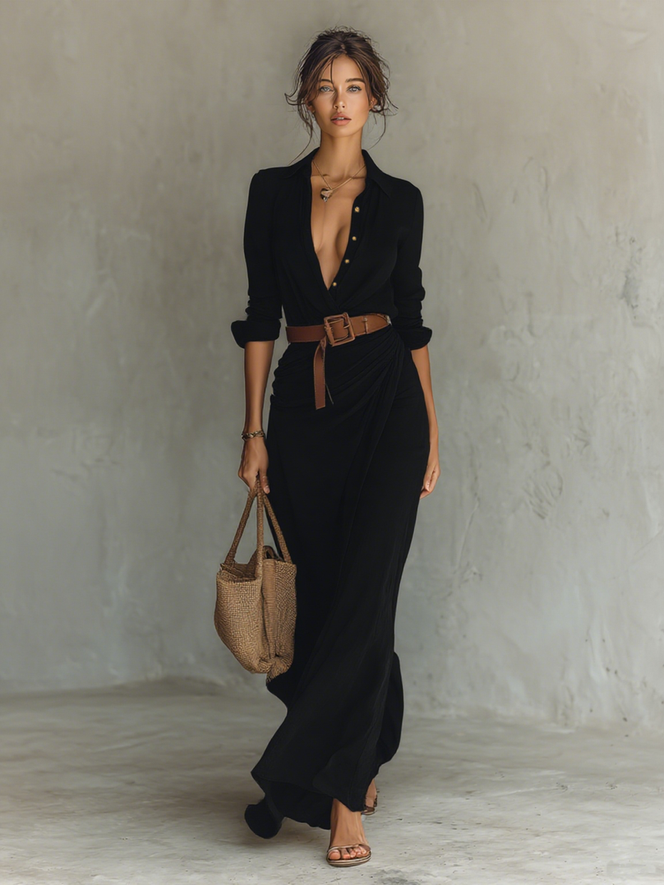 Clara | Vestido largo drapeado