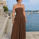 Sonia | Vestido midi sin tirantes con estampado de lunares