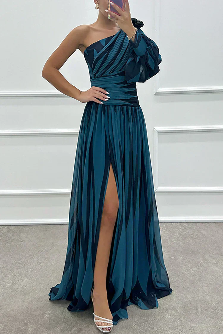 Azahara | Vestido largo de rayas con hombro descubierto