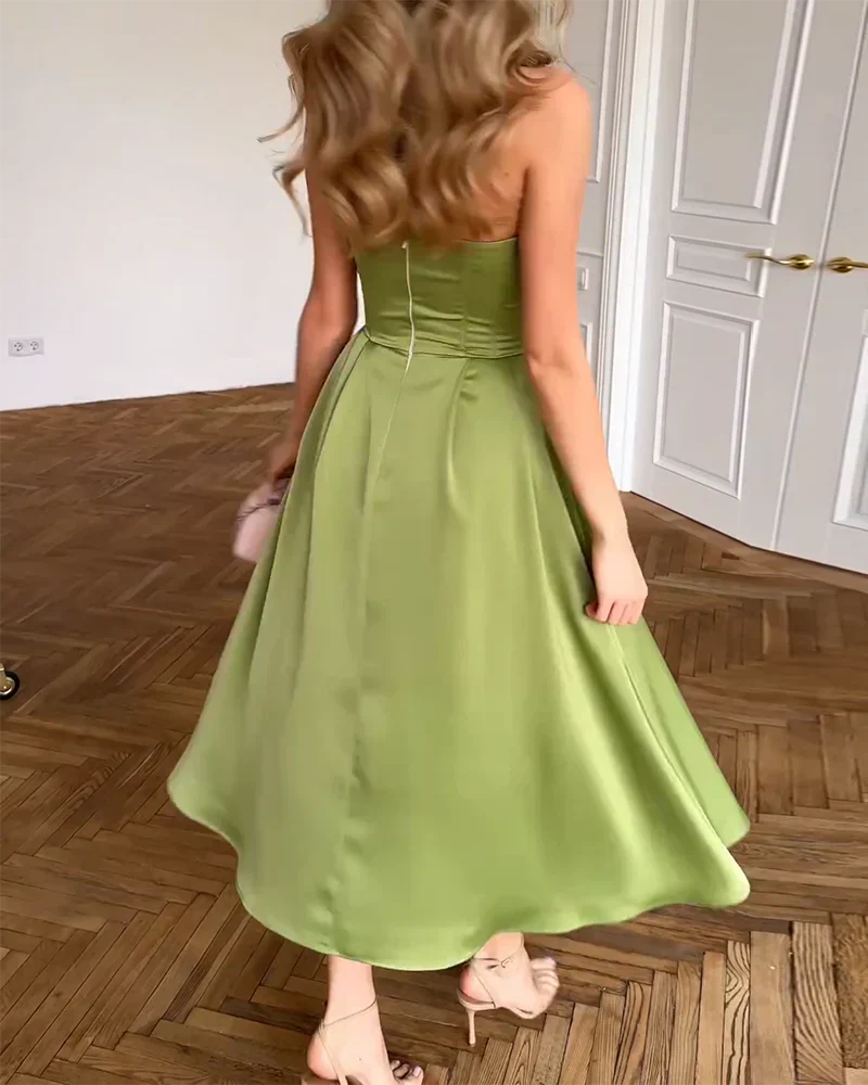 Lidia | Vestido midi elegante sin tirantes