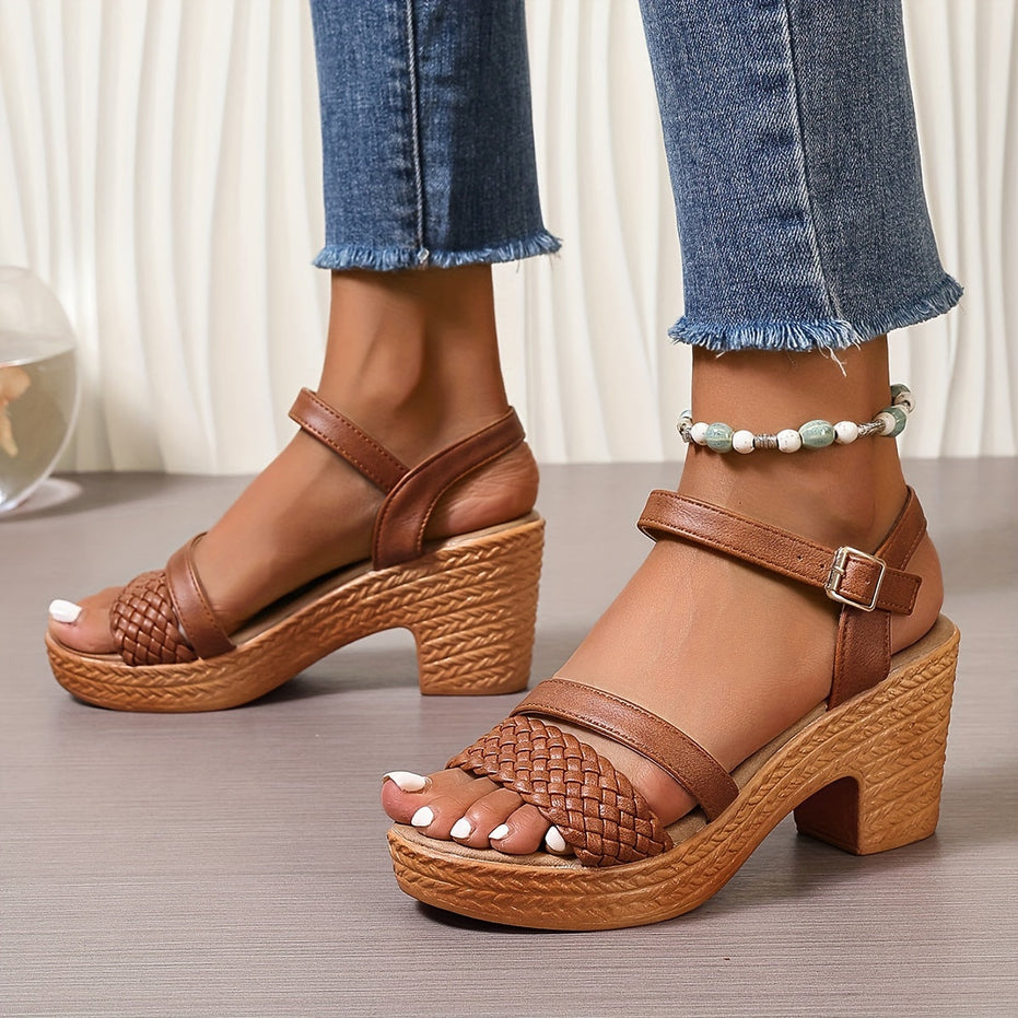 Eva | Sandalias trenzadas de tacón