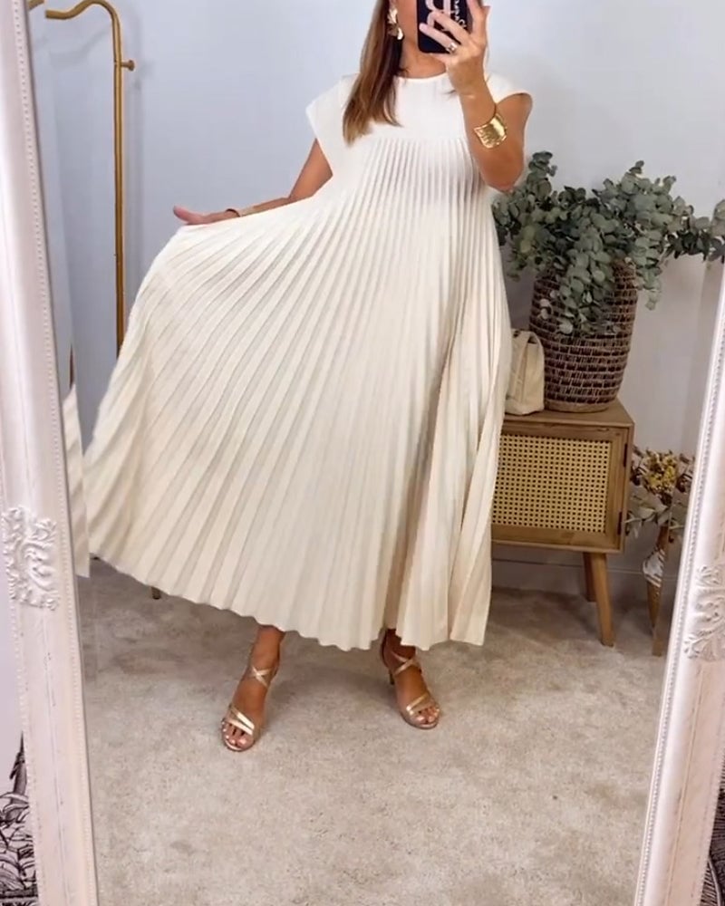 Inés | Vestido plisado sin mangas