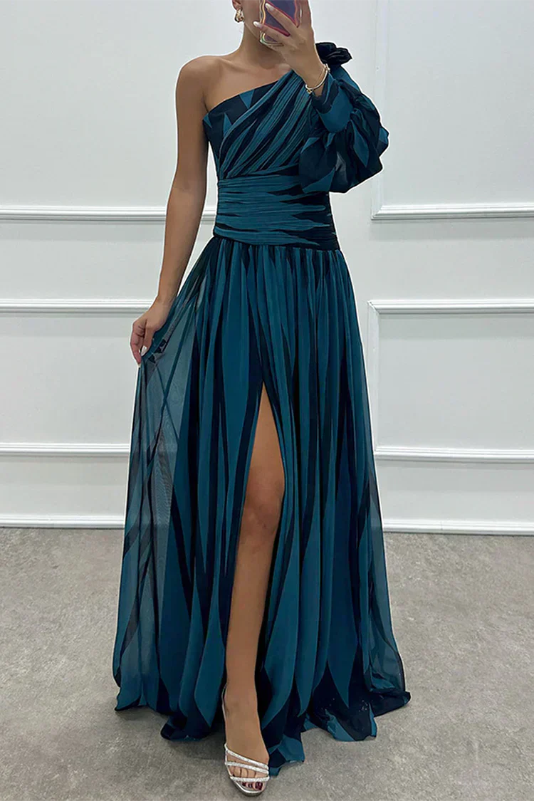 Azahara | Vestido largo de rayas con hombro descubierto