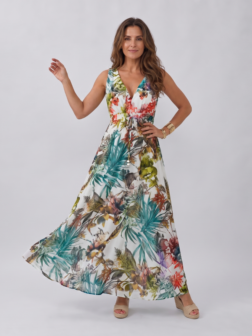 Zaida | Vestido midi sin mangas con cintura imperio