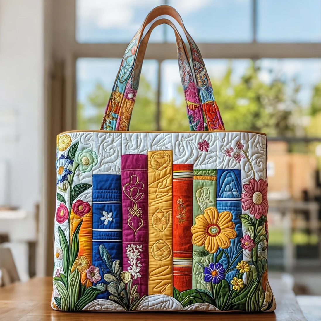Rocío | Bolso artesanal con estampado de biblioteca floral